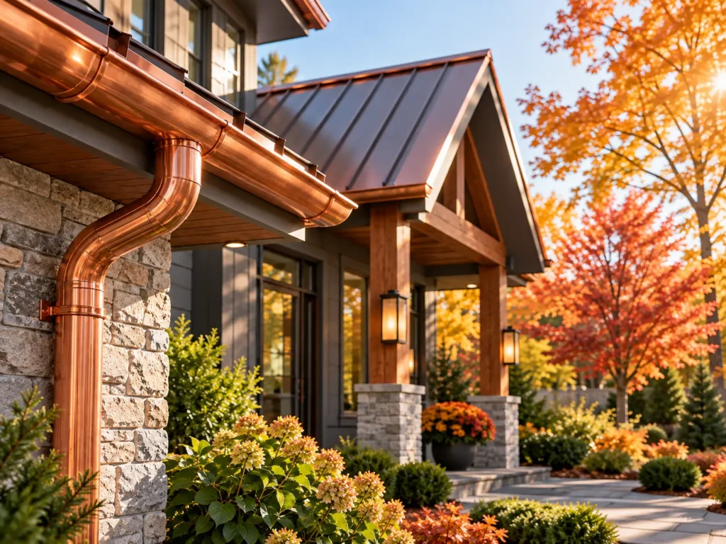 copper half-round gutters patina historic home Doylestown Bucks County PA